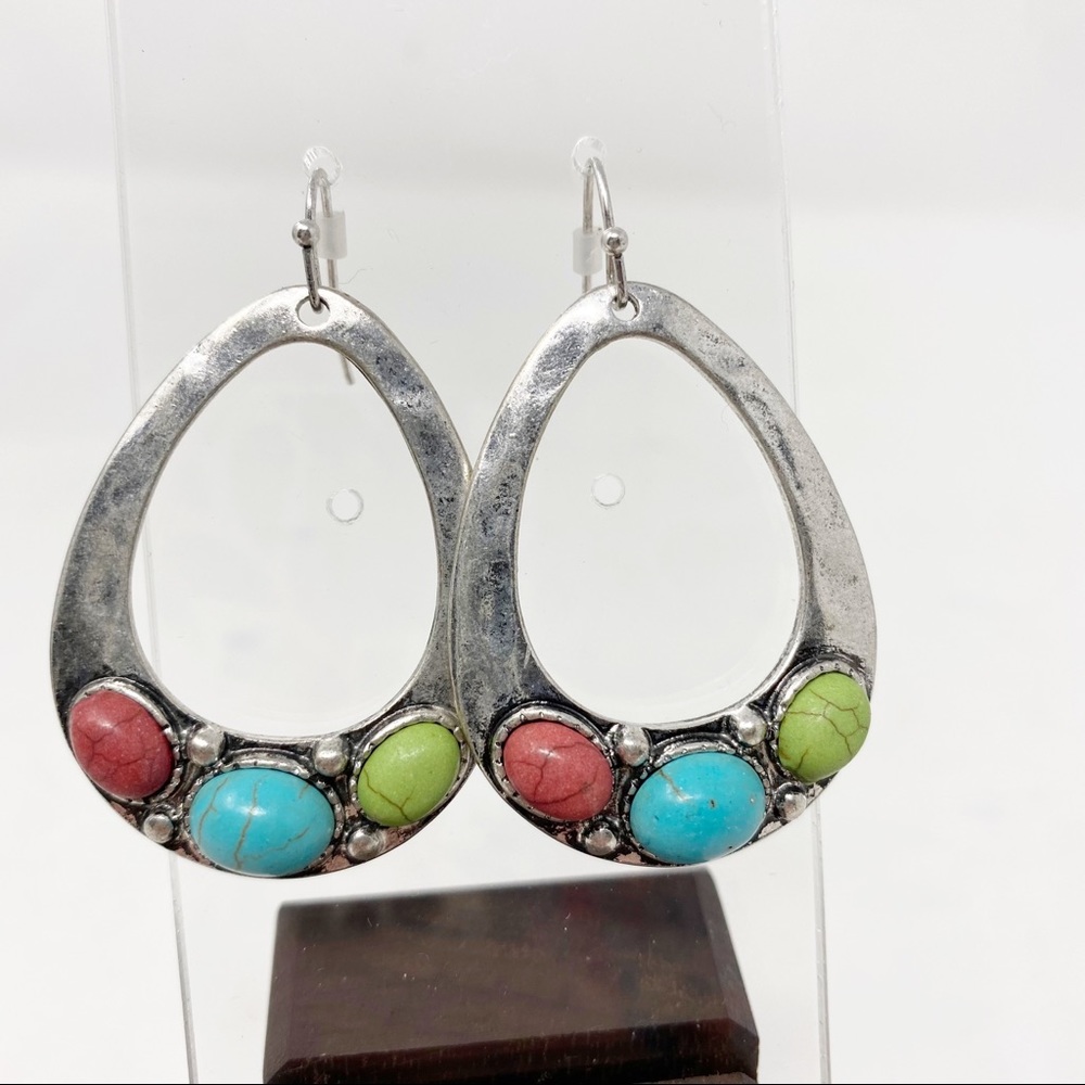 Western Semi Stone Teardrop Earrings - Picture 1 of 3